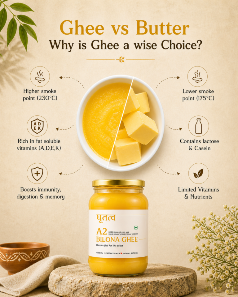 Grameya A2 Bilona Ghee versus butter comparison